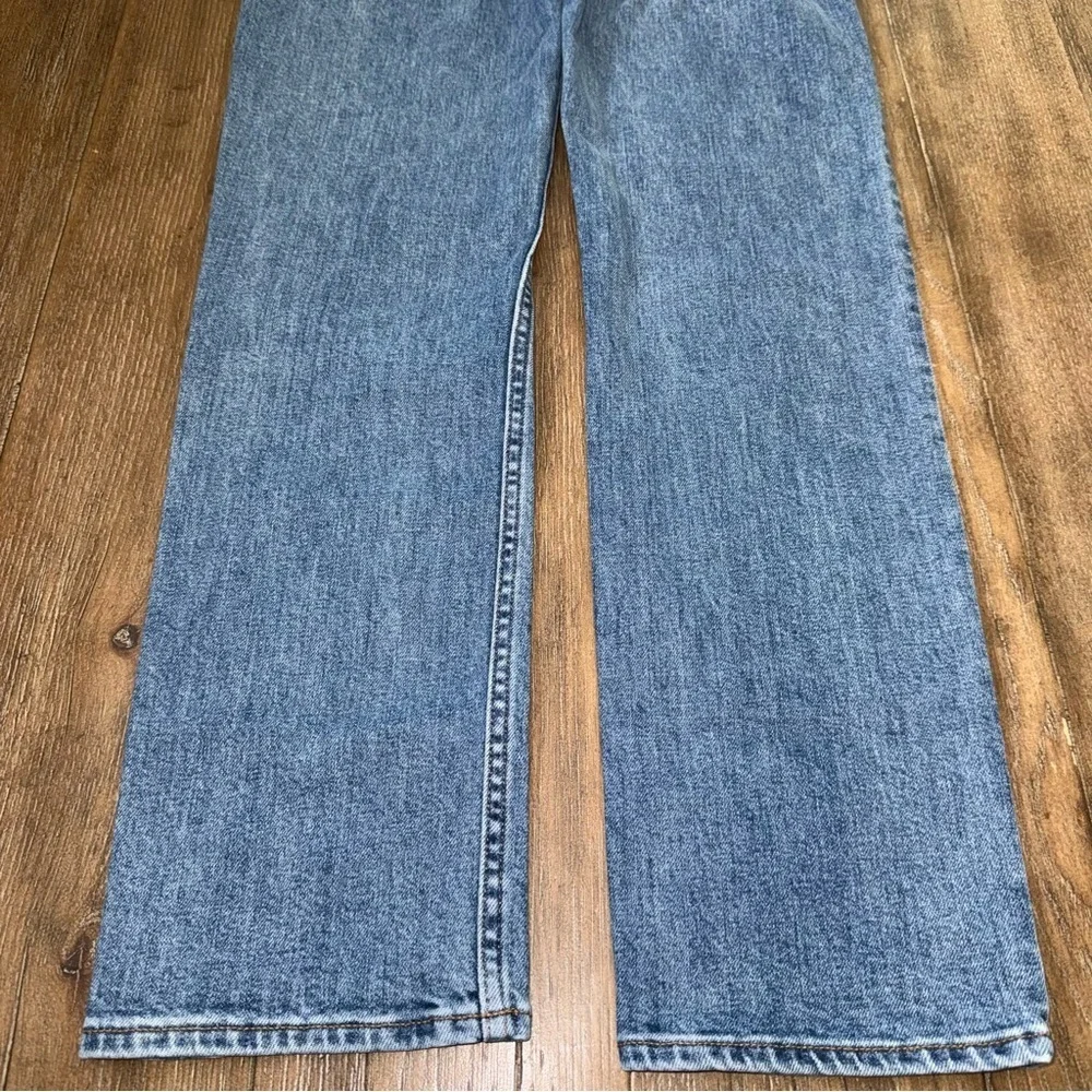 Aritzia Denim Forum The Arlo High Rise Straight Jeans Sz 24 Blue 90s button fly